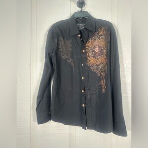 Bravo Butter Y2K Men’s Long Sleeve Button Down Shirt Size Large EUC